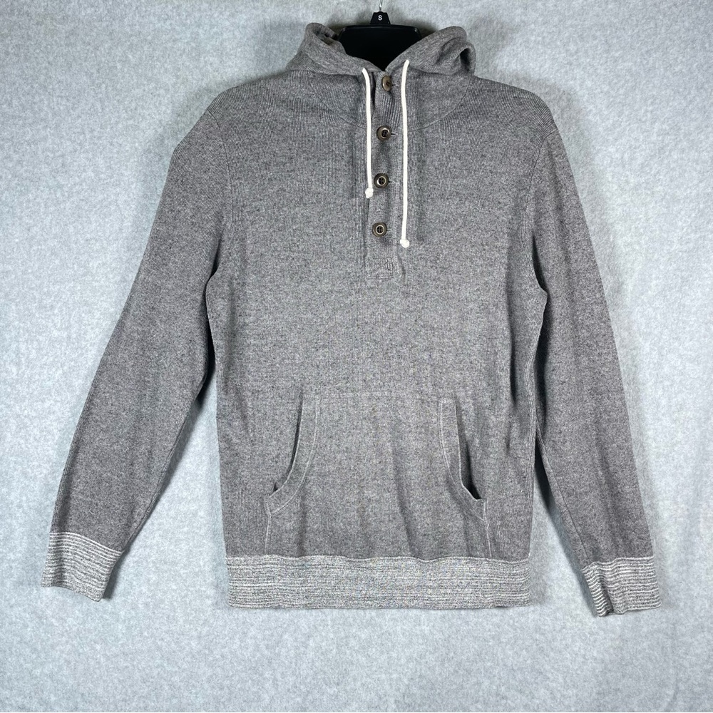 J Crew Hooded Pullover Kangaroo‎ Pocket Cotton Gray Sweater Mens Size Small